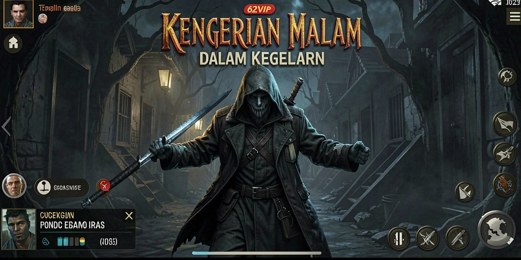 Screenshot utama 62VIP menunjukkan gameplay yang menegangkan dengan suasana Horror.