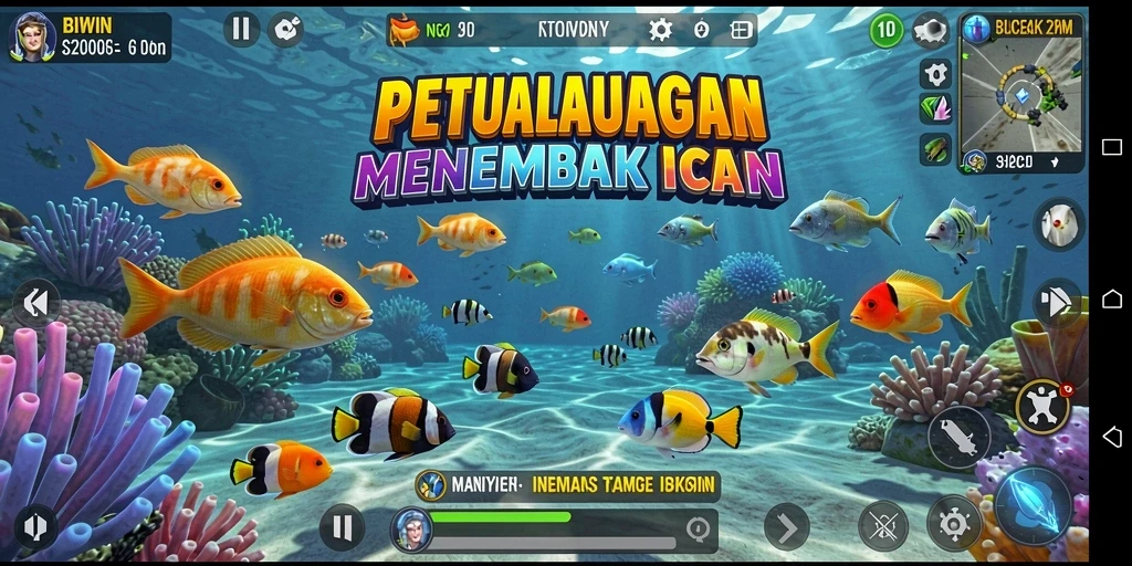 Gameplay menarik dalam menembak ikan di bawah laut.