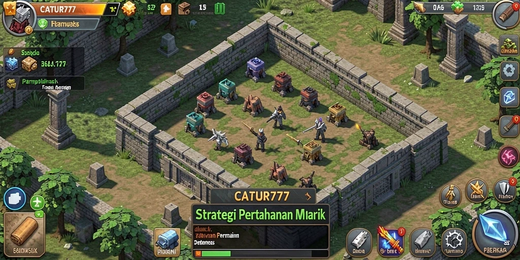 Screenshot utama CATUR777 menampilkan aksi seru dari gameplay Tower Defense.