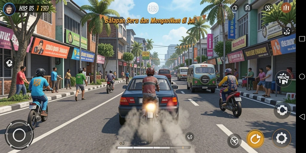 Tampilan gameplay H89 yang menegangkan dalam balapan cepat.