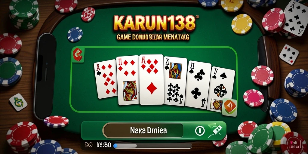 Screenshot gameplay <strong>KARUN138</strong> menampilkan suasana seru permainan domino.