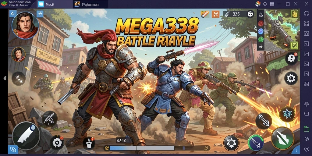Gameplay MEGA338 yang seru dan penuh aksi Battle Royale.
