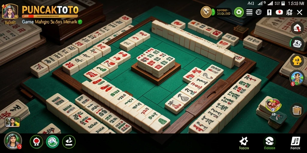 Screenshot utama PUNCAKTOTO menampilkan gameplay Mahjong yang seru.